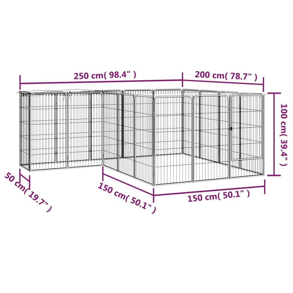 kojec-dla-psa-18-paneli-czarny-50x100-cm-stal