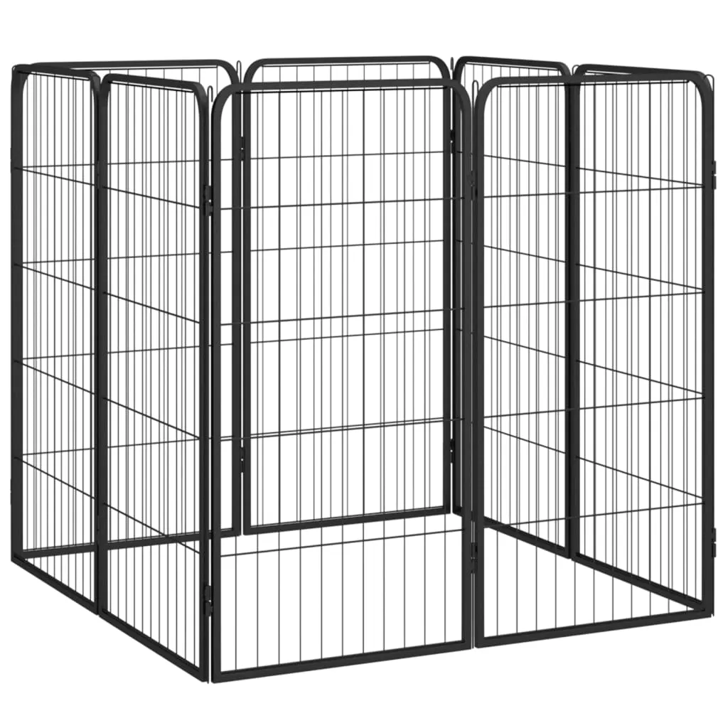 kojec-dla-psa-8-paneli-czarny-50x100-cm-stal-stan-nowy