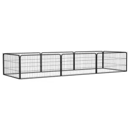 kojec-dla-psa-8-panele-czarny-100x50-cm-stal