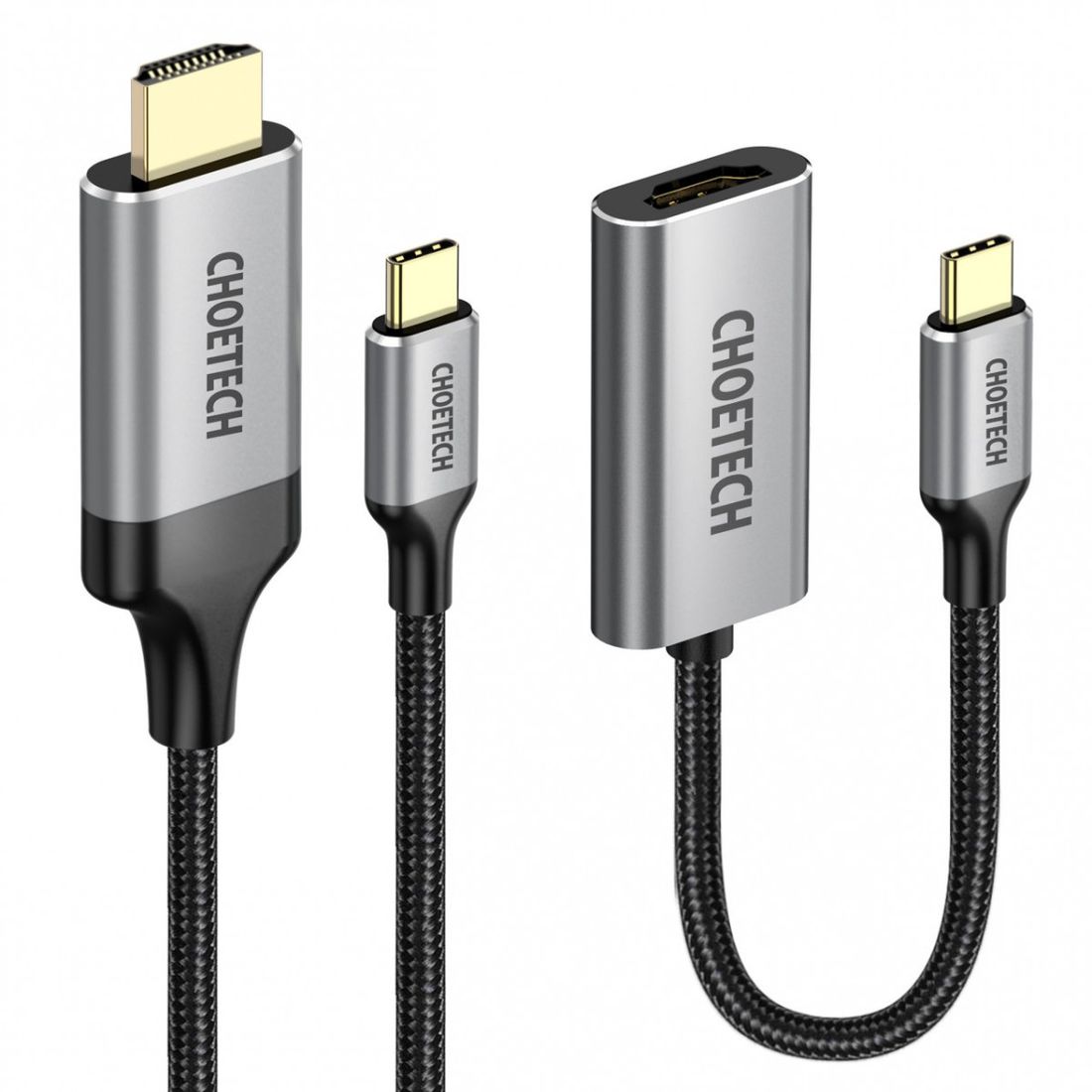 Choetech przejściówka HUB USB Typ C - HDMI 2.0 szary kabel USB Typ C ...