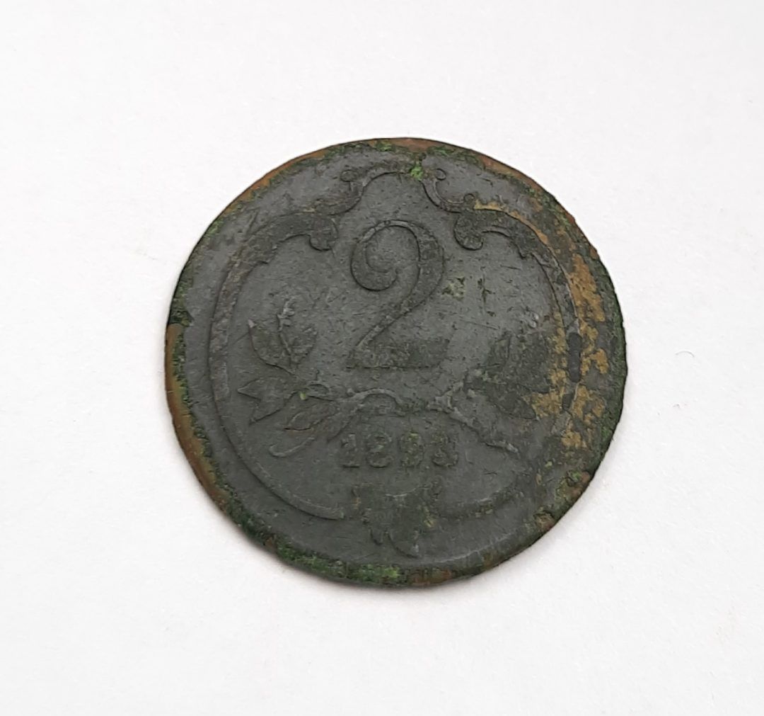 Stara moneta kolekcjonerska 2 halerze heller chyba 1893 Austria 
