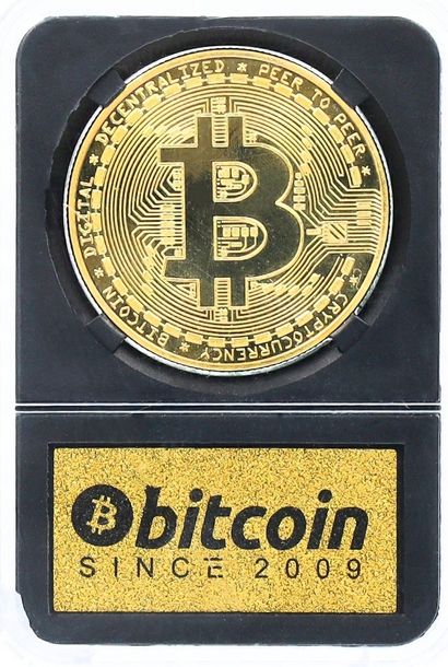 Bitcoin BTC Moneta Złota Kolekcjonerska w pudełku 
