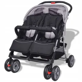 wozek-spacerowy-dla-blizniakow-szary-i-czarny