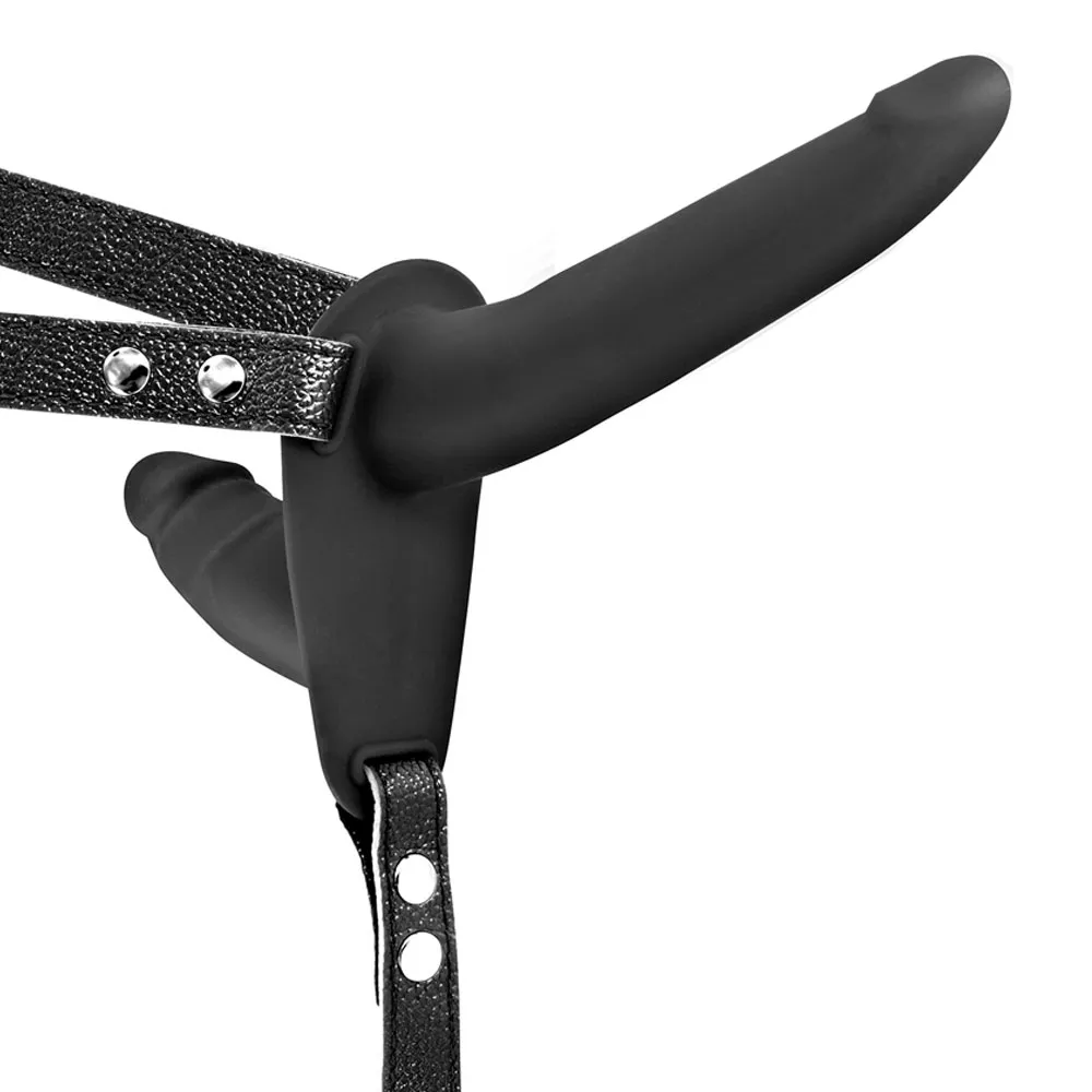 vibrating-strap-on-with-double-dildo-black