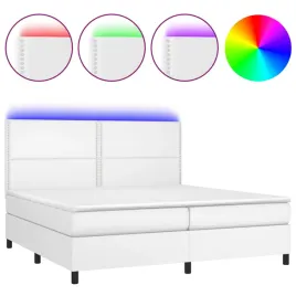 lozko-kontynentalne-z-materacem-i-led-biala-ekoskora-200x200cm