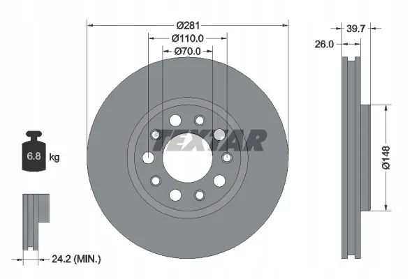 textar-92230103-tarcza-hamulcowa-waga-z-opakowaniem-0-kg