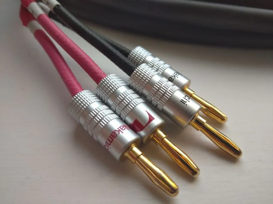 Kabel Głośnikowy HiFi Bi-Wiring 4x Prosty Banan Jack do 4x Prosty Banan ...