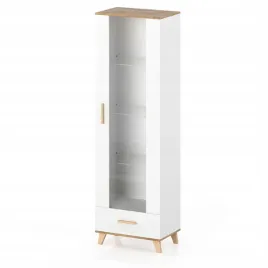 witryna-regal-na-ksiazki-polka-szafka-bialy-mat-dab-wotan-scandi-60-cm