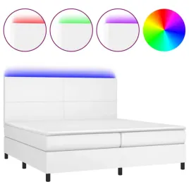 lozko-kontynentalne-z-materacem-i-led-biala-ekoskora-200x200cm