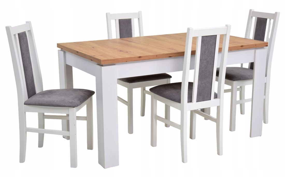 Zestaw stół rozkładany 80x120/160 cm i 4 krzesła - ERLI.pl