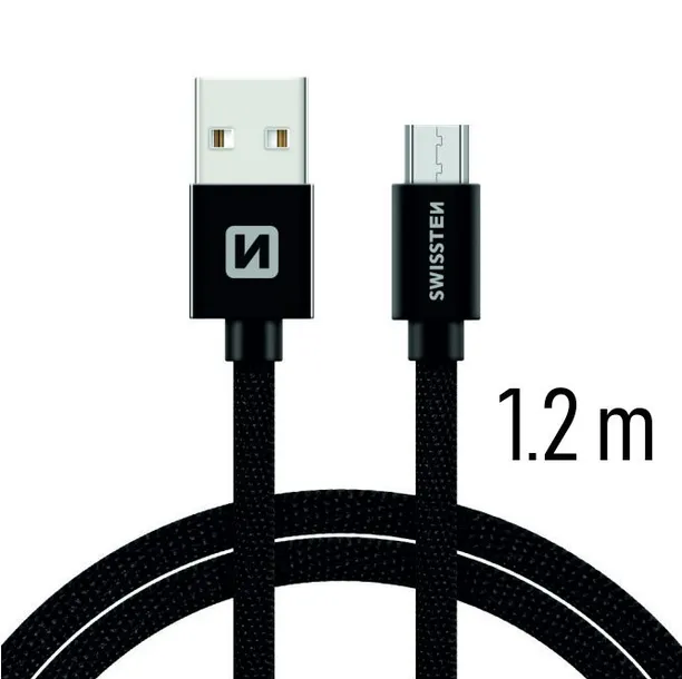kabel-swissten-textile-usb-micro-3a-12m-black