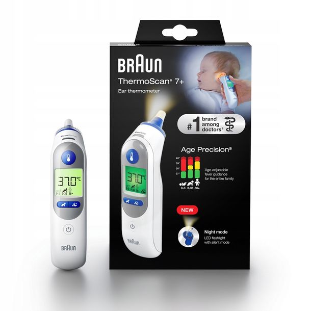 TERMOMETR DO UCHA DOUSZNY ELEKTRONICZNY BRAUN IRT6525 7+ TRYB NOCNY-Zdjęcie-0