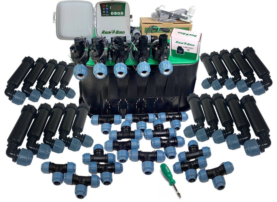 Zestaw do automatycznego nawadniania Rain Bird 5 sekcji, 20 zraszaczy