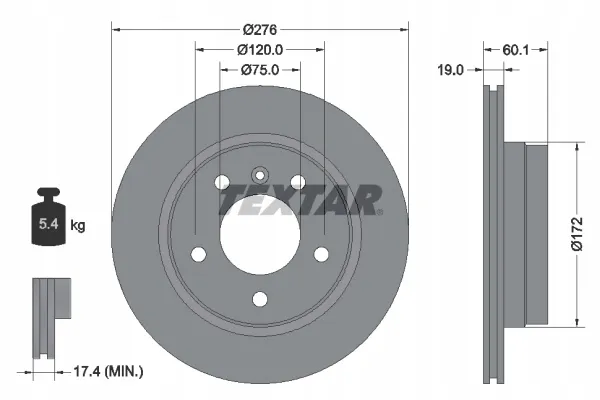 textar-tarcze-hamulcowe-tyl-bmw-3-e36-e46-276mm-stan-nowy
