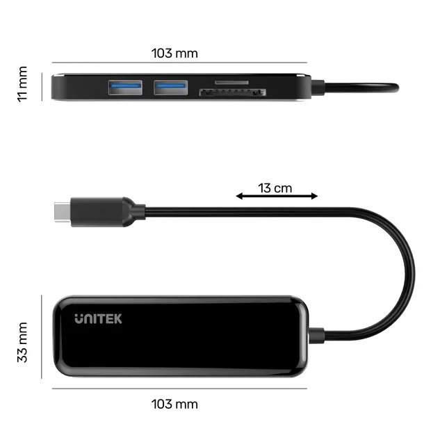 hub-usb-unitek-usb-c-2x-usb-3-1-hdmi-microsd-sd-liczba-portow-5-stan-nowy