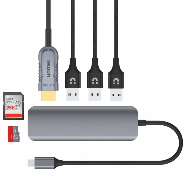 hub-usb-c-3xusb-3-1-gen1-hdmi-sd-microsd-unitek-stan-nowy-kod-producenta-h1107f
