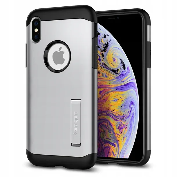 spigen-slim-armor-iphone-xs-max-satin-silver-065cs-stan-nowy-kolor-srebrny