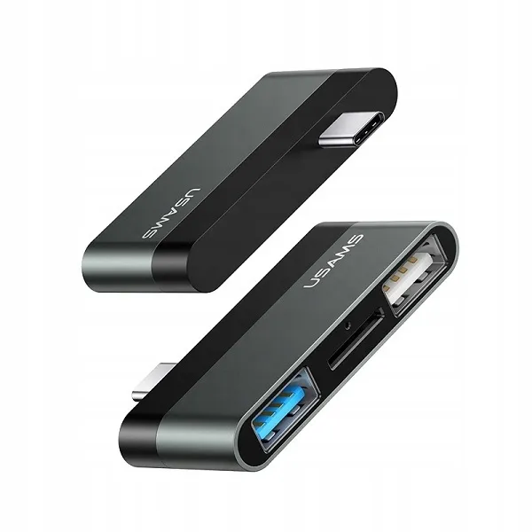 usams-adapter-usb-c-mini-hub-2xusb-micro-sd-szary
