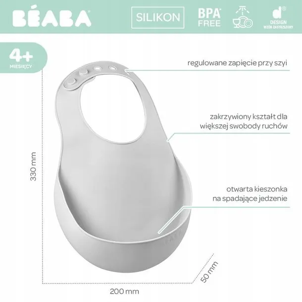 sliniak-silikonowy-kieszonka-light-mist-4m-beaba-stan-nowy