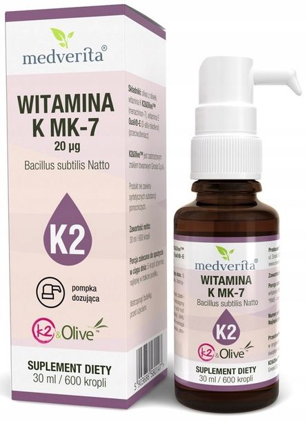 Фото - Вітаміни й мінерали K2 ﻿MEDVERITA WITAMINA  MK-7 20 µg W KROPLACH 30 ML 