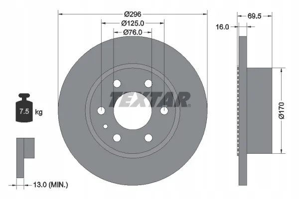textar-tarcza-hamulcowa-93177500-stan-nowy