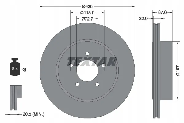 textar-tarcza-hamulcowa-92177203-stan-nowy
