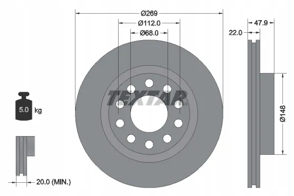 textar-tarcza-hamulcowa-92176903-stan-nowy