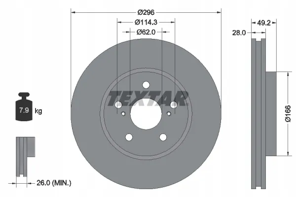 textar-tarcza-hamulcowa-92135800-stan-nowy