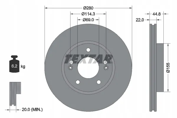 textar-tarcza-hamulcowa-przod-92314703-stan-nowy