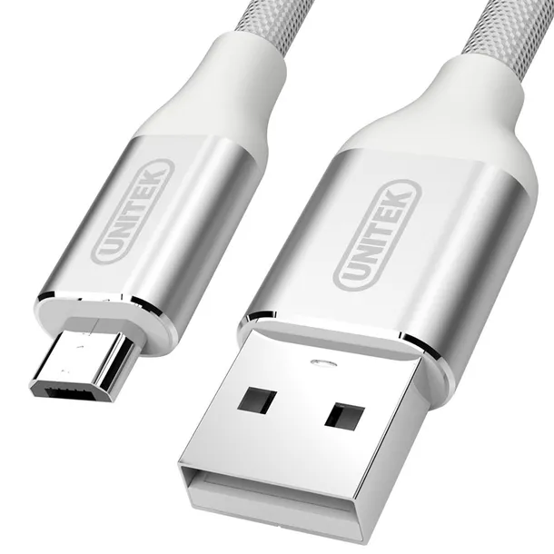 przewod-usb-microusb-nylon-silver-unitek-mobile-stan-nowy
