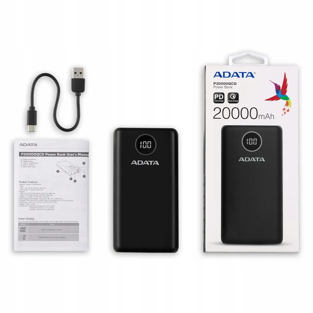 powerbank-bateria-adata-p20000qcd-stan-nowy