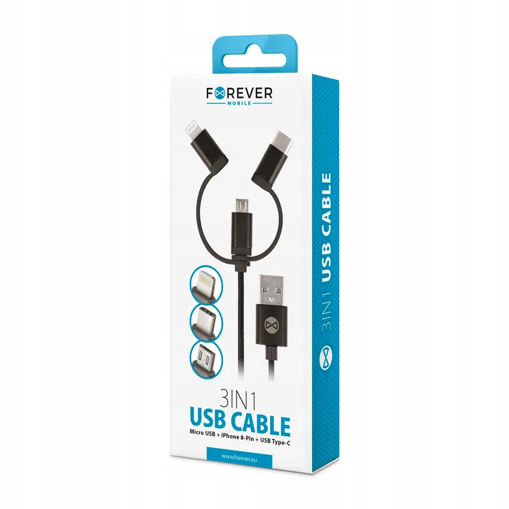 forever-3w1-kabel-micro-typ-c-lightning-czarny-1m-stan-nowy