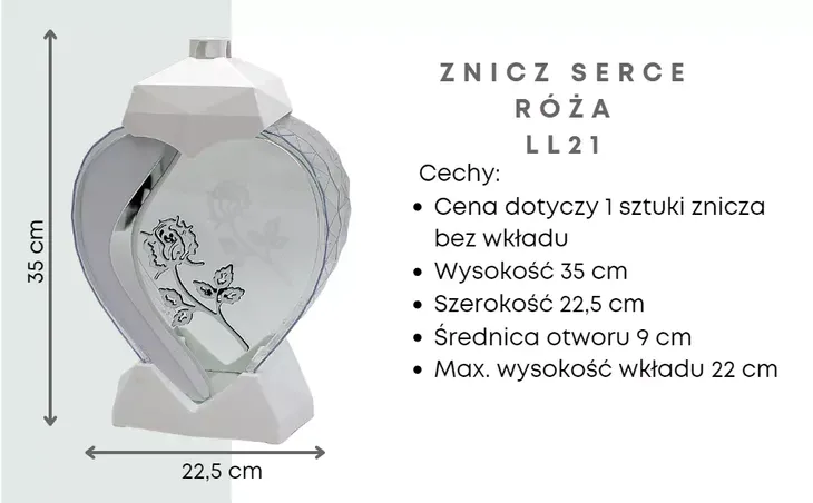 znicz-lampion-ponadczasowy-lustro-serce-roza-bialo-srebrny-ll21