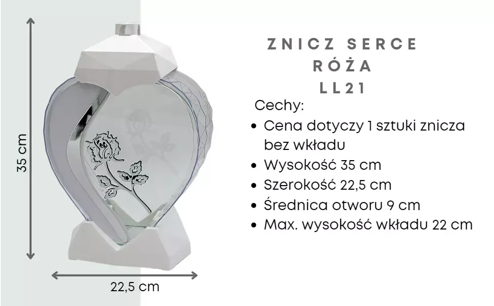 znicz-lampion-ponadczasowy-lustro-serce-roza-bialo-srebrny-ll21