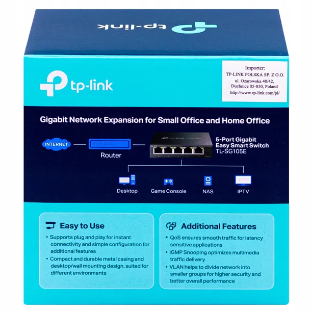 switch-tp-link-tl-sg105e-5-portow-waga-z-opakowaniem-0-46-kg-kod-producenta-tl-sg105e