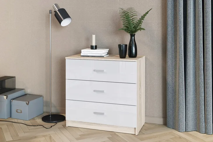 komoda-3s-basic-80x77x40cm-sonoma-bialy-polysk-glebokosc-mebla-1-cm