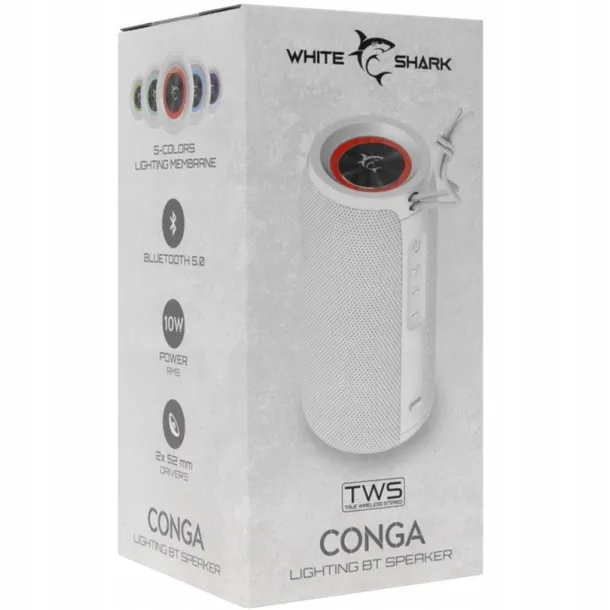 whiteshark-glosnik-bluetooth-conga-bialy-wysokosc-produktu-10-cm