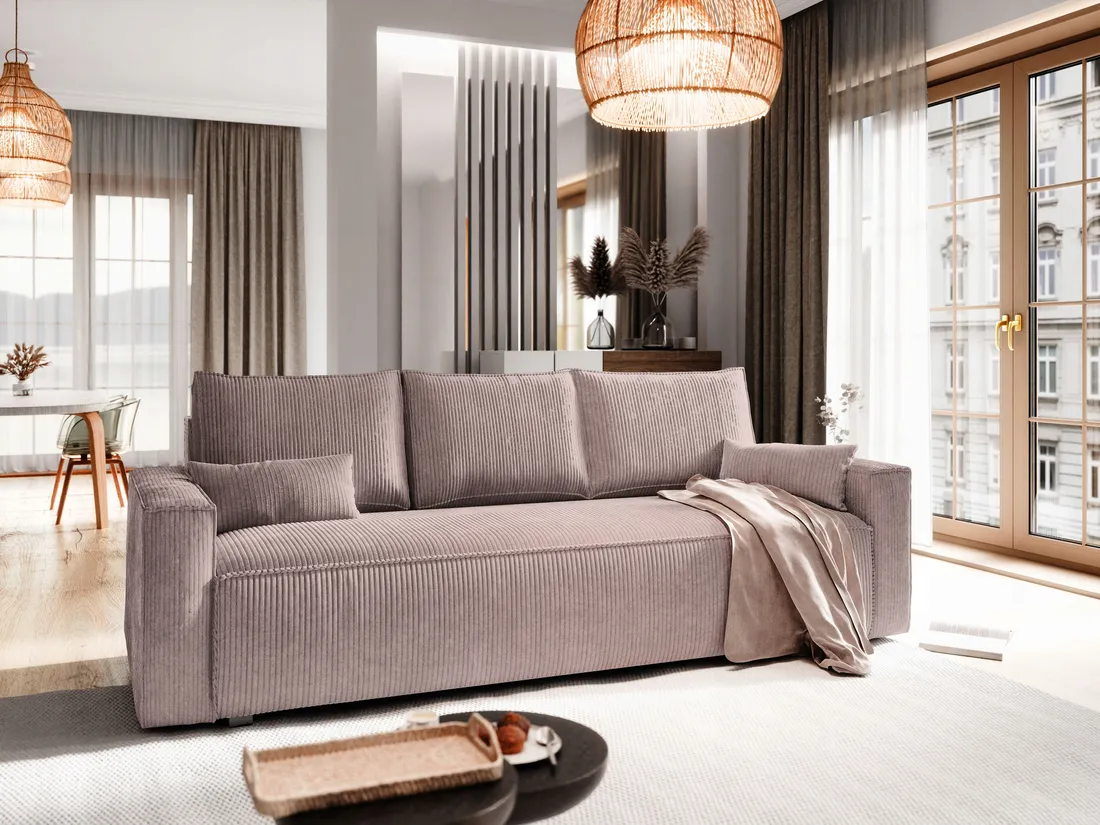 Sofa MENI funkcja spania ROZKŁADANA sztruks KANAPA