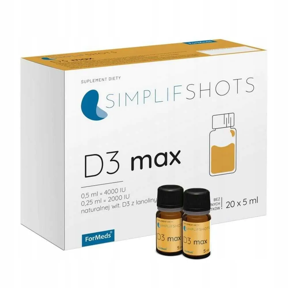 simplifshots-d3-max-20-fiolek-formeds-waga-z-opakowaniem-0-4-kg