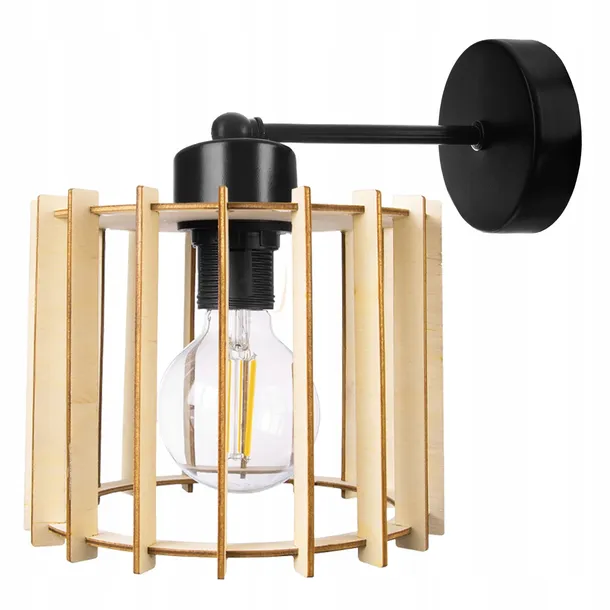 lampa-kinkiet-e27-scienny-staly-walec-drewno-stan-nowy