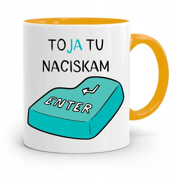kubek-zolty-informatyka-programisty-naciskam-enter