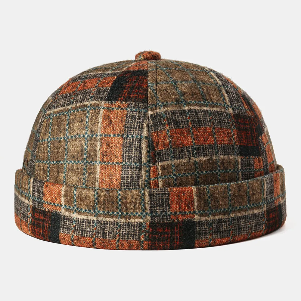 brimless-skull-cap-multicolor-plaid-stitching-patt