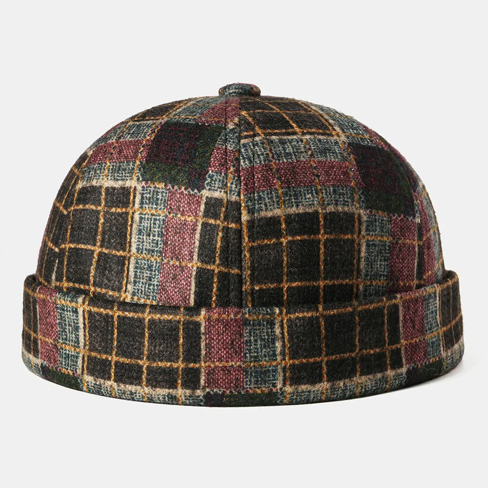 brimless-skull-cap-multicolor-plaid-stitching-patt