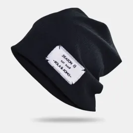 meska-czapka-beanie-solid-color-haft-letter-patch