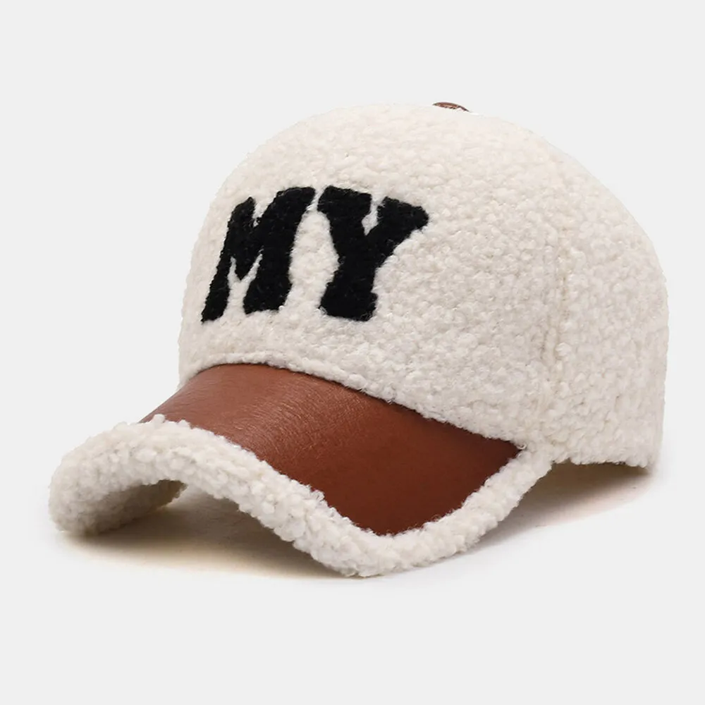 meska-czapka-z-daszkiem-lamb-plush-pu-patchwork-ko