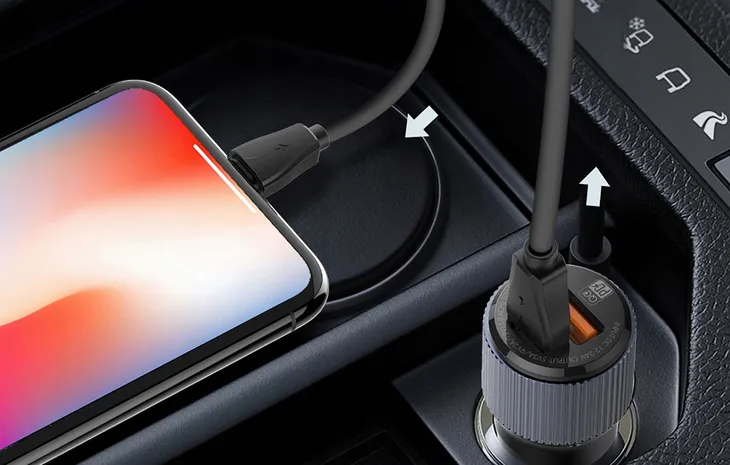 ldnio-ladowarka-samochodowa-usb-usb-c-kabel-usb-c-stan-nowy-kolor-czarny