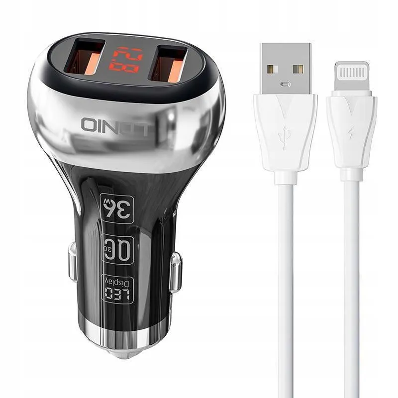 ldnio-ladowarka-samochodowa-2usb-kabel-lightning-stan-nowy