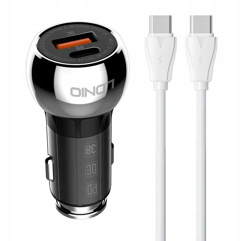 ldnio-ladowarka-samochodowa-kabel-usb-c-usb-c-stan-nowy