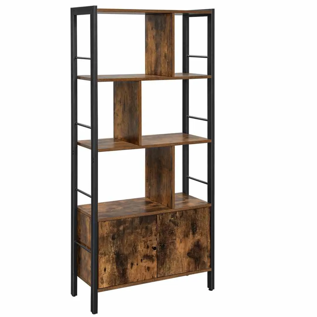 bookcase-rusticbrown-black-74x30x1545cm