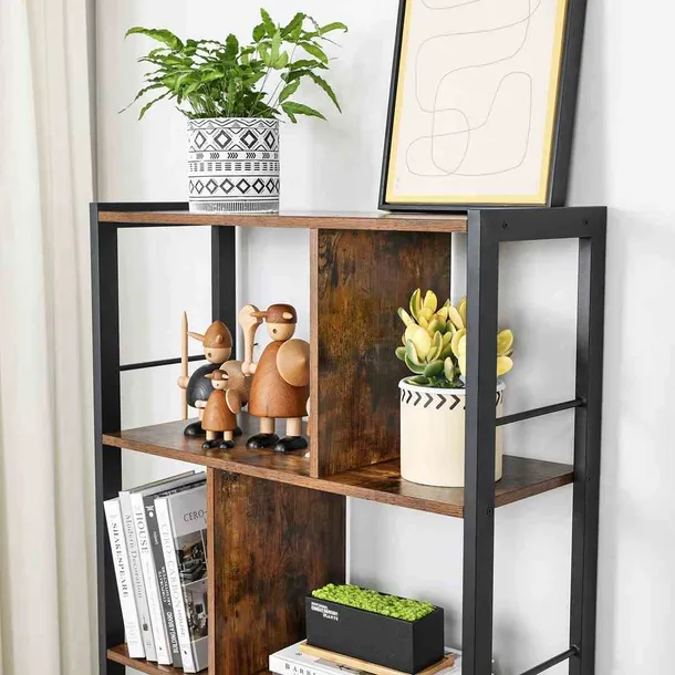 bookcase-rusticbrown-black-74x30x1545cm-stan-nowy
